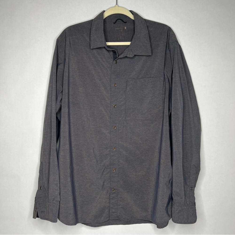 Swiss Tech Performance Gear Shirt Men's 2xl Dark Gray Brass Heather Long Sleeve